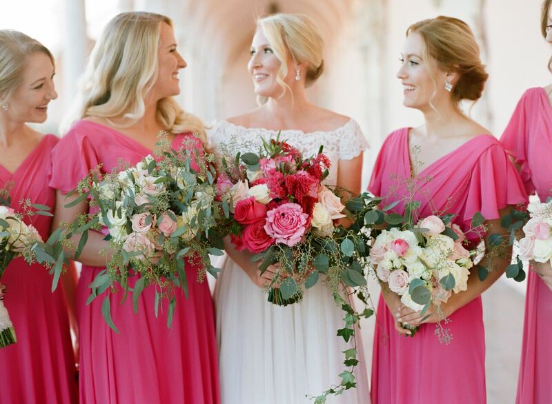 Sarasota wedding -  Ringling Museum wedding – Sarasota wedding planner - magenta brides maids dresses - pink and fuchsia bouquets