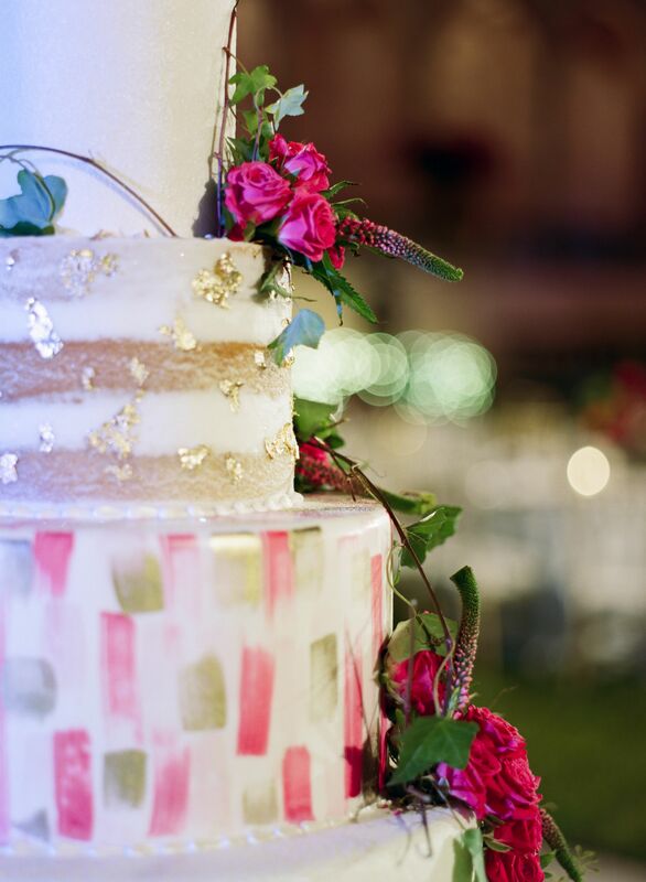Sarasota wedding -  Ringling Museum wedding – Sarasota wedding planner - naked wedding cake with gold leaf