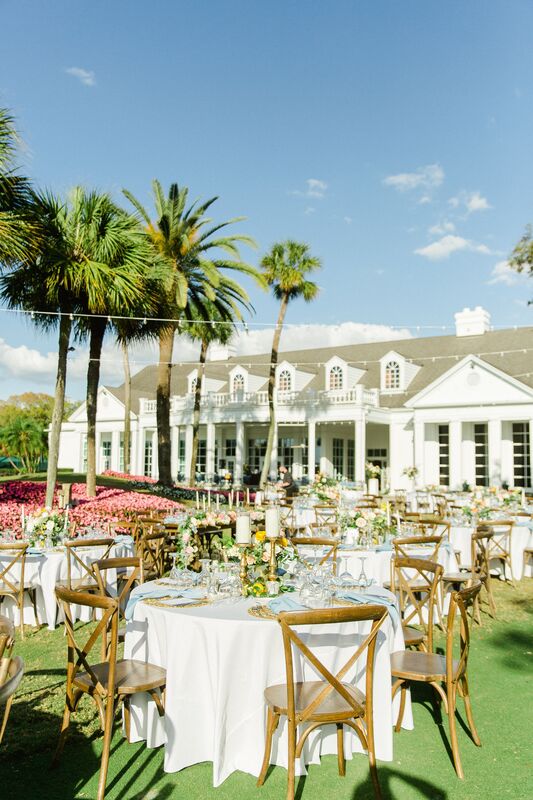 outdoor wedding reception on the lawn at Palma Ceia Golf and County Club in Tampa