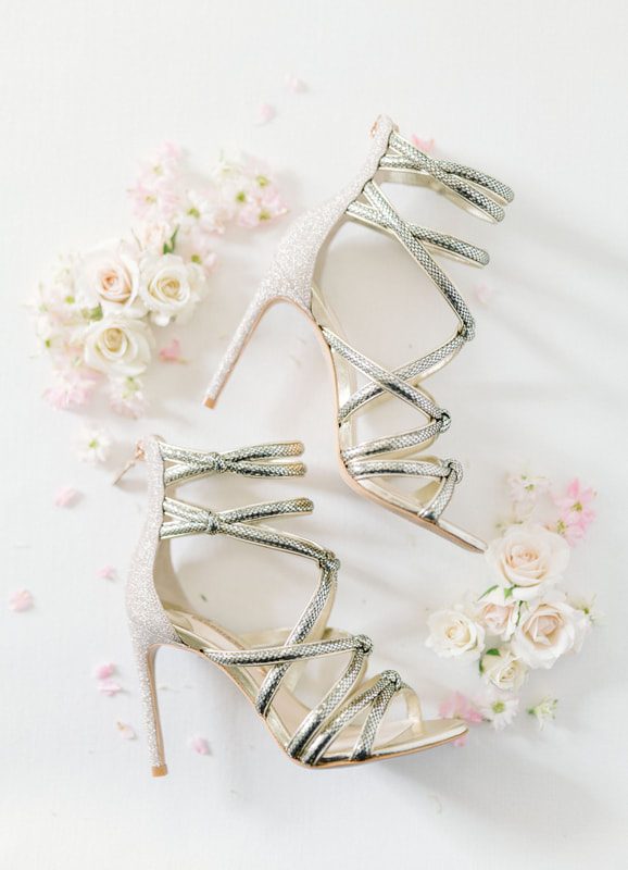 flatly photos of a bride's sparkling silver shoes