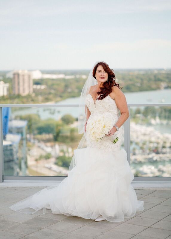 luxurious bride on the roof top of the Westin Sarasota