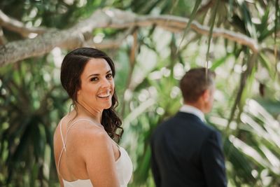 Jennifer Matteo Event Planning – Sarasota Wedding Planner- Selby Garden Wedding -rustic garden wedding - first look