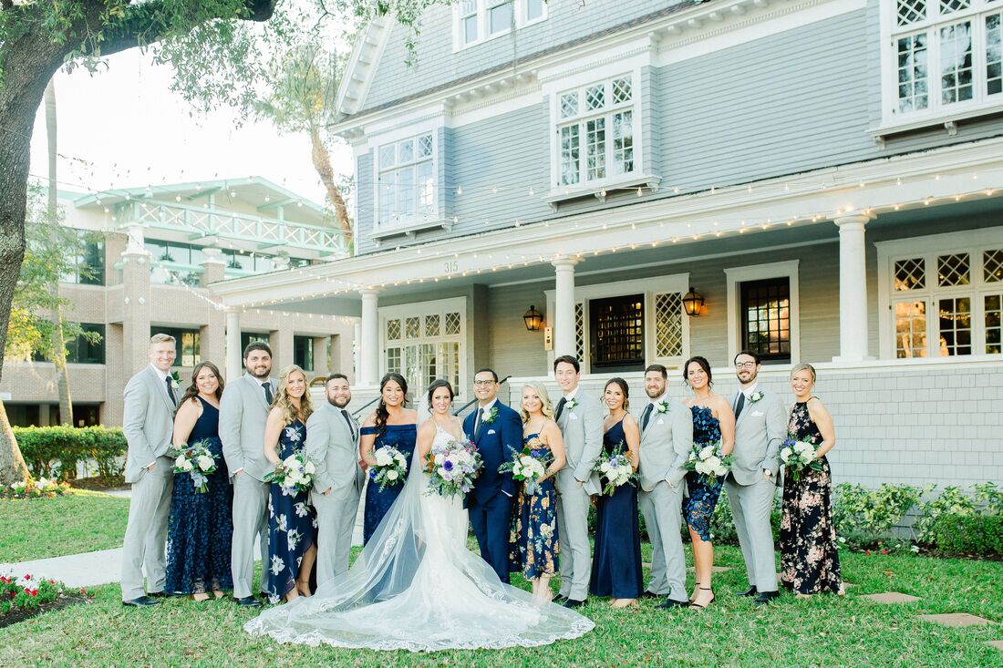 Tampa wedding party in front of the historic Orlo