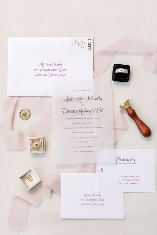Jennifer Matteo Event Planning -Saint Petersburg wedding – Vinoy wedding - custom wedding invitations and accessories