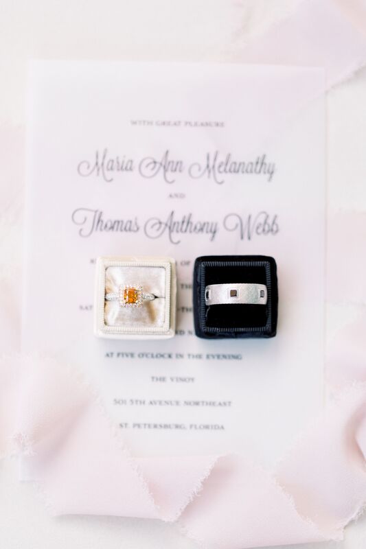 Jennifer Matteo Event Planning -Saint Petersburg wedding – Vinoy wedding - custom wedding invitations - wedding rings on invitations