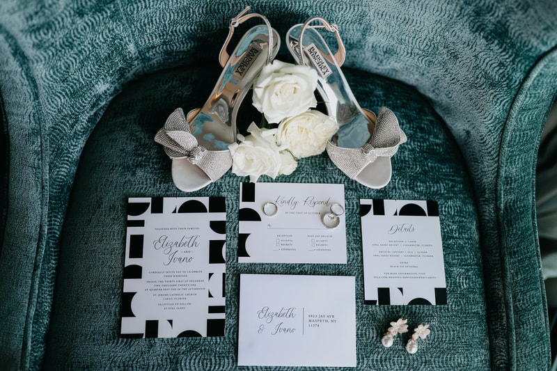 Clearwater Beach bride's wedding invitation and accessories