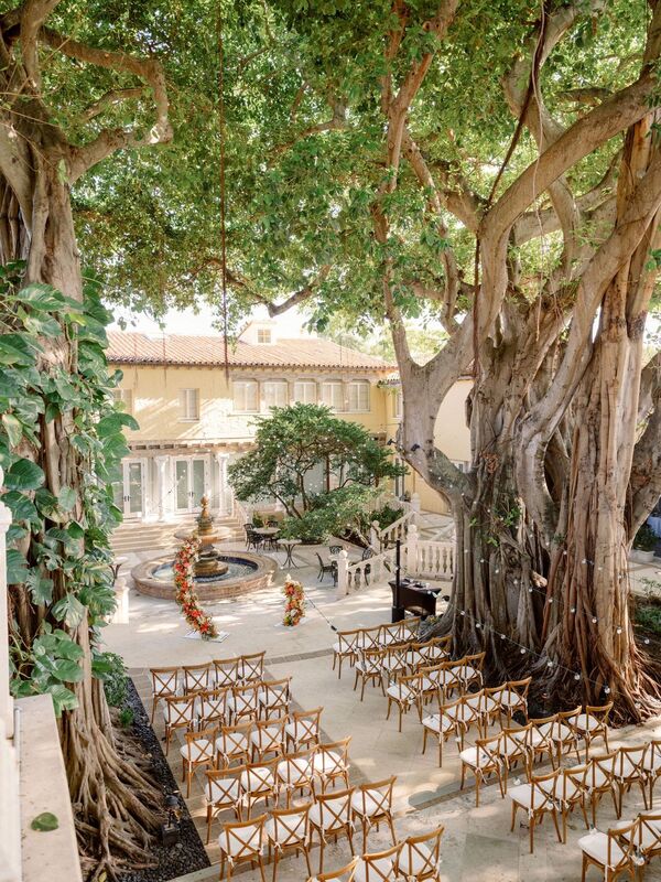 luxurious outdoor wedding ceremony in the courtyard at The Addison in Boca Raton
