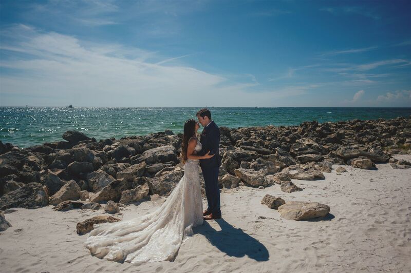 bride nd groom on CLEARWATER BEACH
