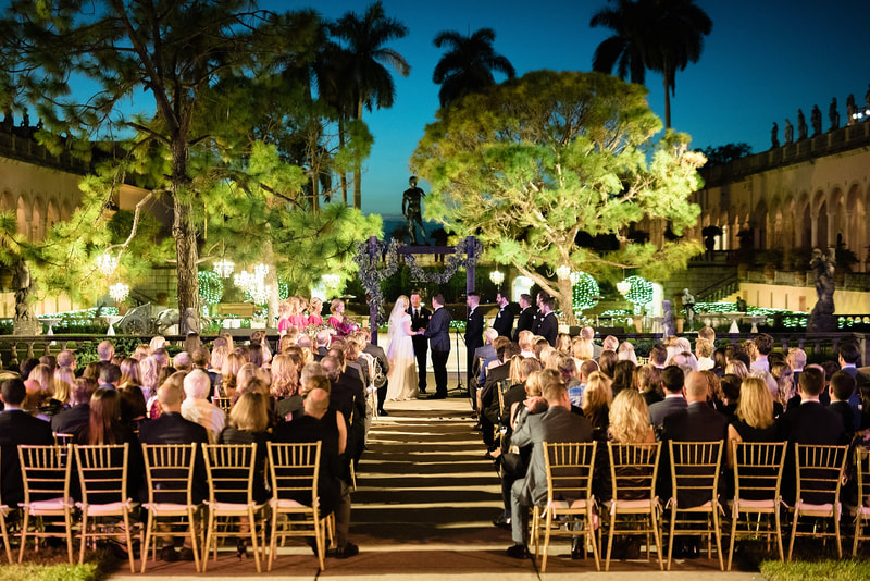 Sarasota wedding -  Ringling Museum wedding – Sarasota wedding planner - nighttime Ringing wedding ceremony