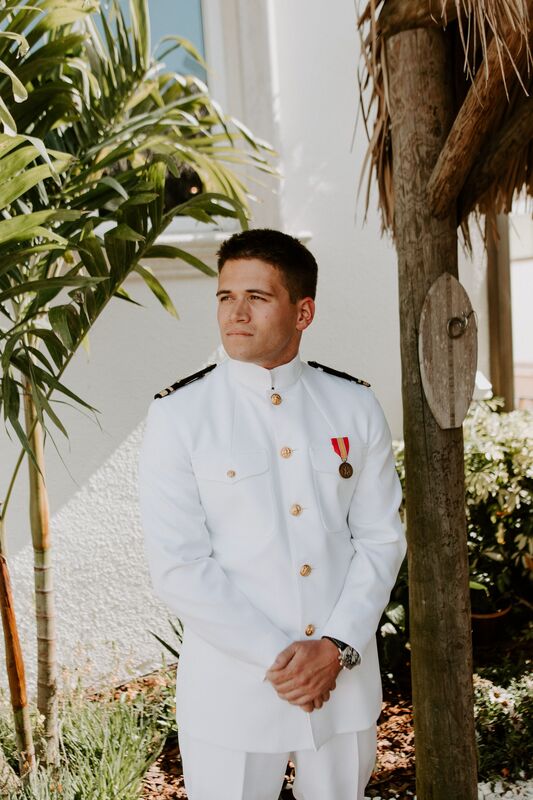 Groom in his Navy Dress White Uniform