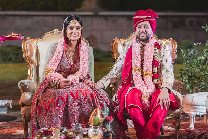South Asian bride and groom during their Sarasota wedding at the Ringling