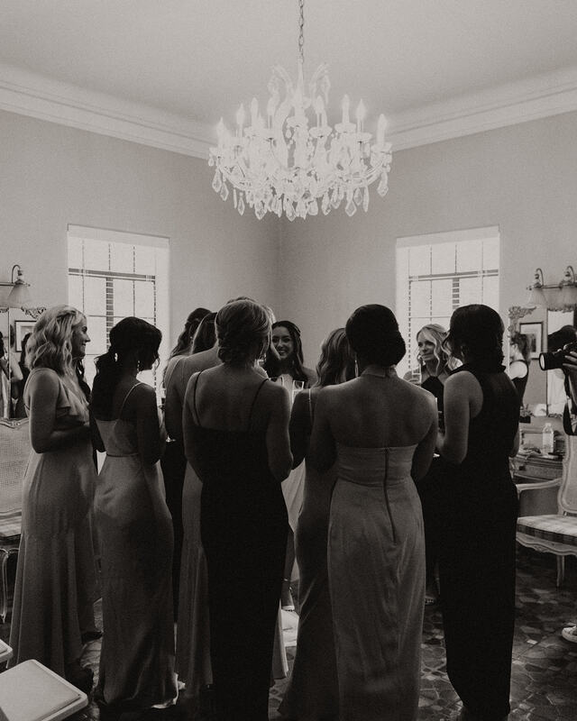 bridal party seeing bride for the first time