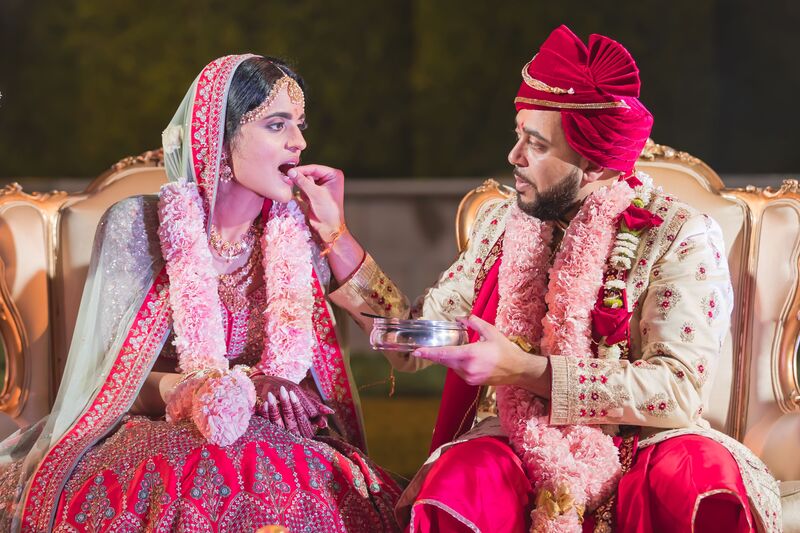 South Asian bride and groom during their Sarasota wedding at the Ringling