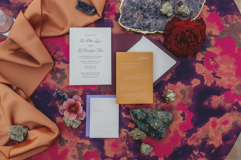 colorful wedding invitation suite