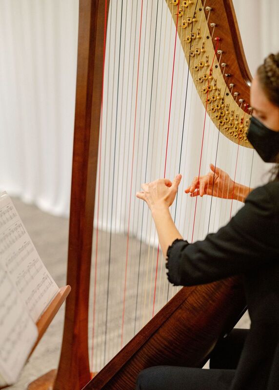 Harpist playing Ave Maria during wedding an elegant Sarasota wedding ceremony