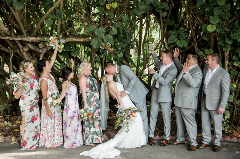 Sarasota wedding – Ringling wedding – Sarasota wedding planner – Sarasota luxury wedding planner – Orange wedding décor – Florida oranges in wedding décor - wedding party photos