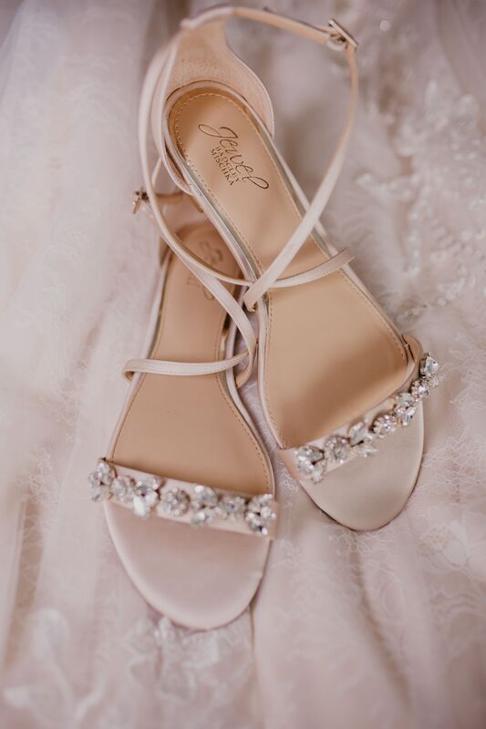 shimmering silver and rhinestone wedding shoes