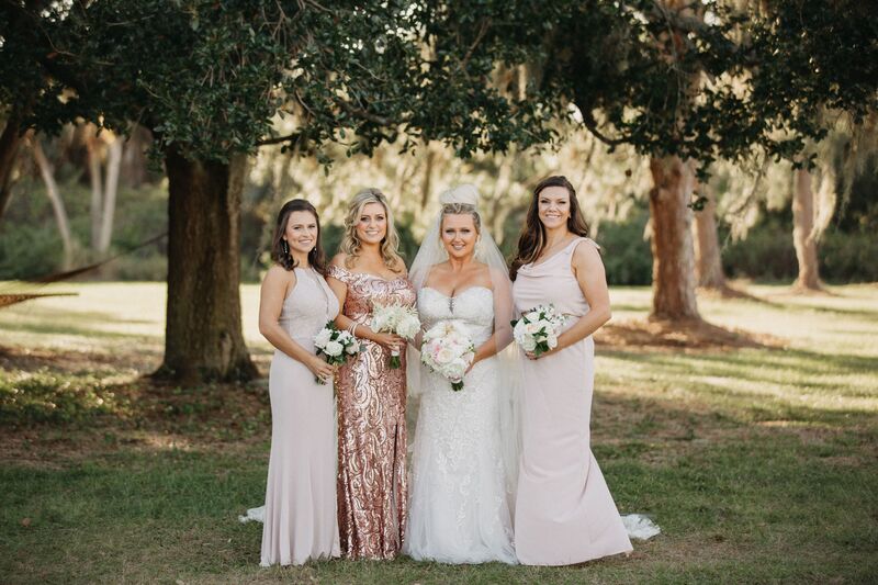 bride with her wedding party at her Venice Florida wedding