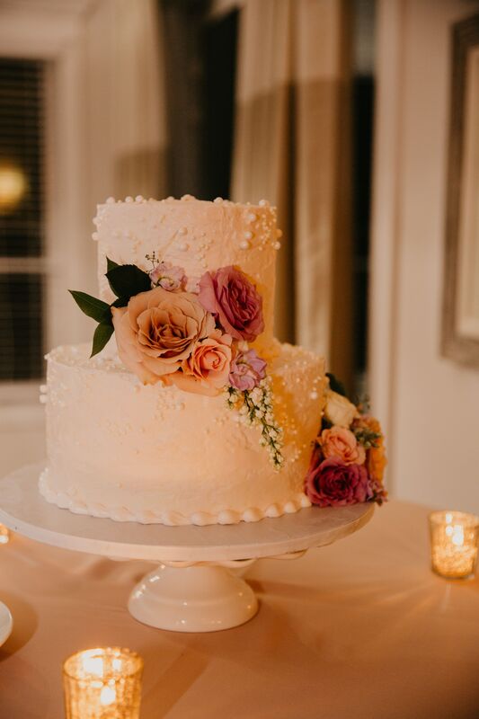 Intimate two tiered wedding cake for an elegant Siesta key wedding