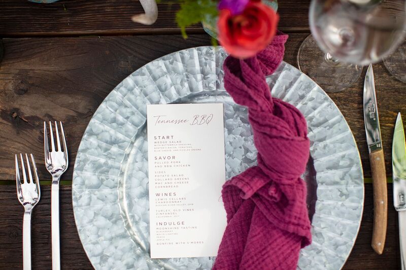 textured charger plate and napkin for a destination wedding 