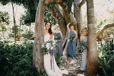Jennifer Matteo Event Planning – Sarasota Wedding Planner- Selby Garden Wedding -rustic garden wedding -bride with bridesmaids