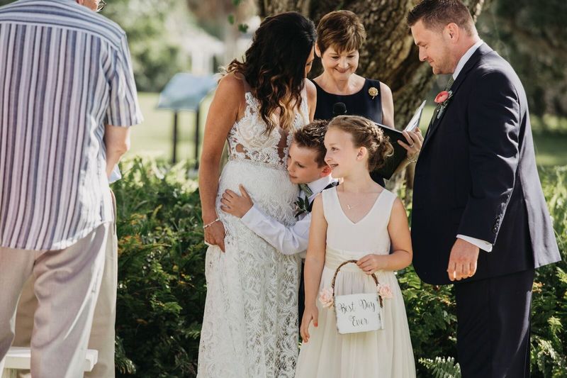 Jennifer Matteo Event Planning – Sarasota wedding planner – Edson Keith Mansion – Sarasota weddings- Edson Keith wedding -bride and groom with children