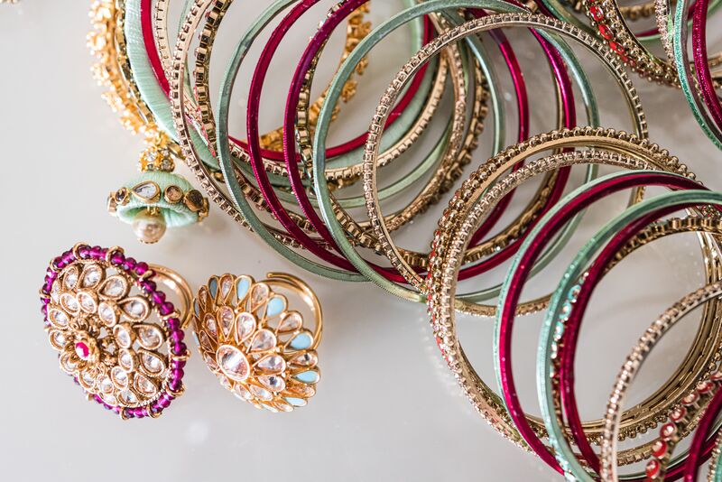 Colorful bangle bralets for a brides wedding attire