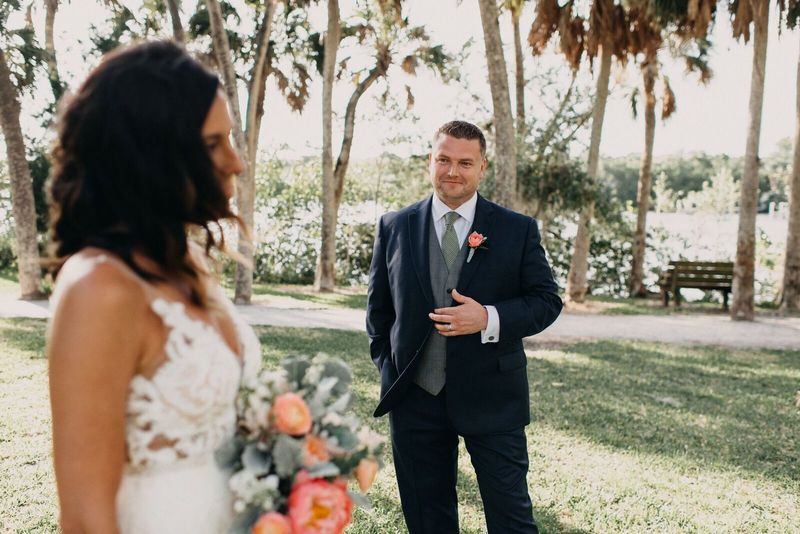 Jennifer Matteo Event Planning – Sarasota wedding planner – Edson Keith Mansion – Sarasota weddings- Edson Keith wedding - first look - bride and groom