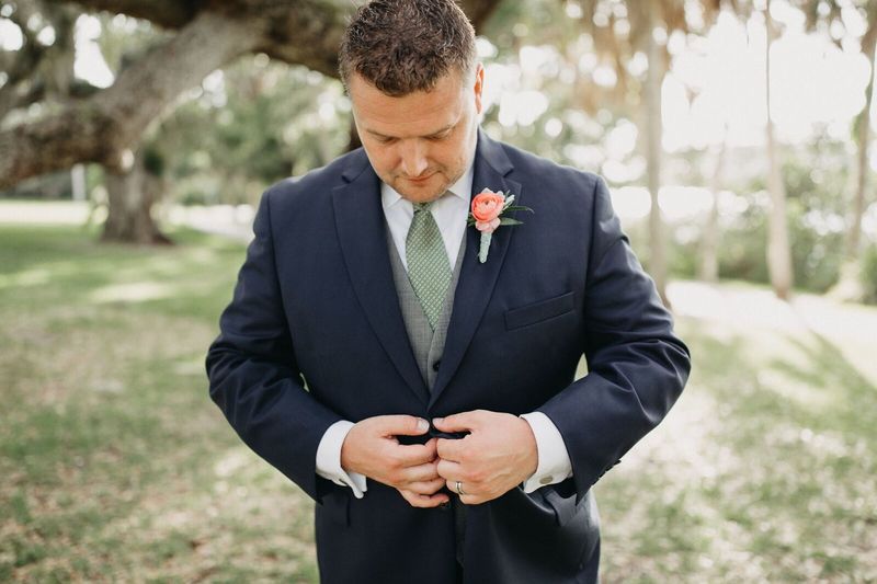 Jennifer Matteo Event Planning – Sarasota wedding planner – Edson Keith Mansion – Sarasota weddings- Edson Keith wedding - groom - groom with green necktie