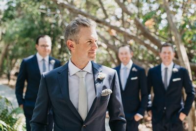 Jennifer Matteo Event Planning – Sarasota Wedding Planner- Selby Garden Wedding -rustic garden wedding -groom with groomsmen