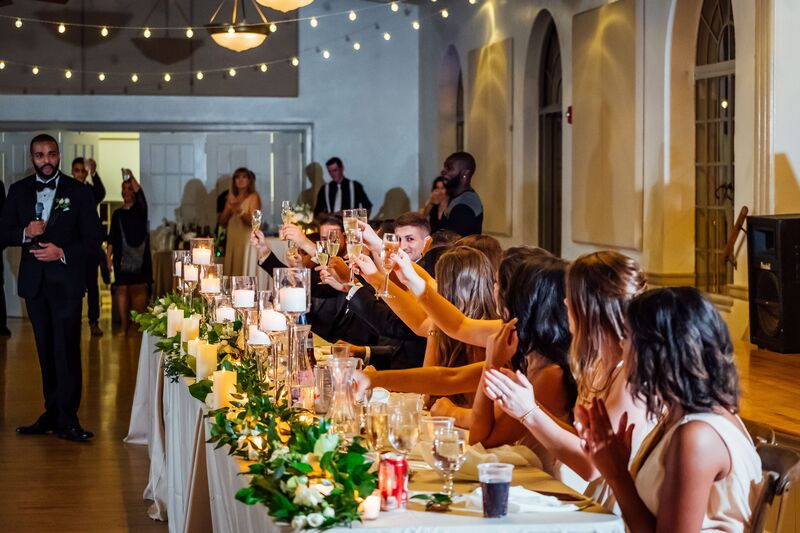 Lakeland wedding – Magnolia Building – Florida Wedding Planner – Jennifer Matteo Event Planning. – Lakeland wedding planner - head table - wedding toasts - wedding reception at Magnolia Building