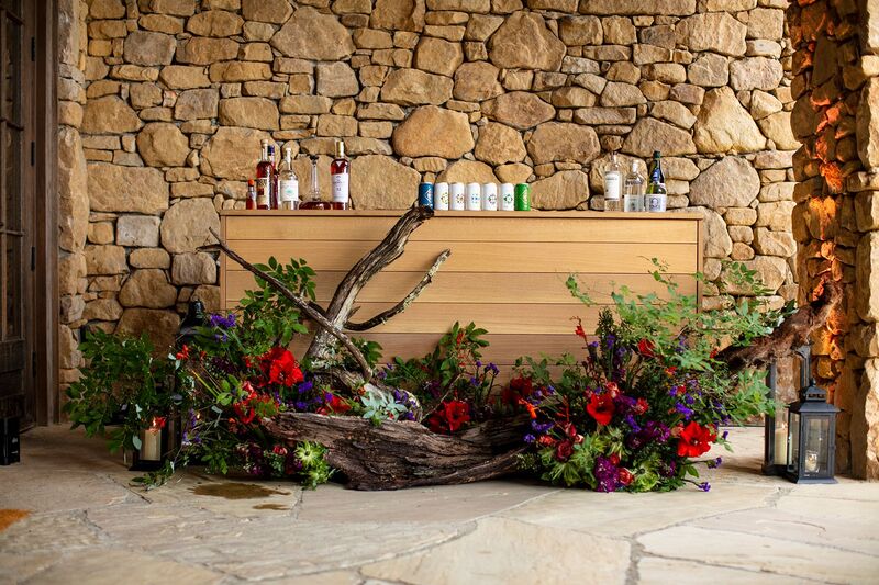 amazing rustic decor in front of wooden bar