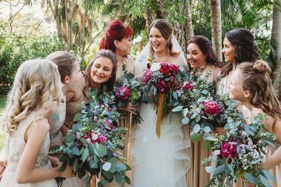 Jennifer Matteo Event Planning – Sarasota Wedding Planner- Mote Marine Laboratory – Longboat Island Chapel  - Florida Luxury Wedding Planner - bride with bridesmaids