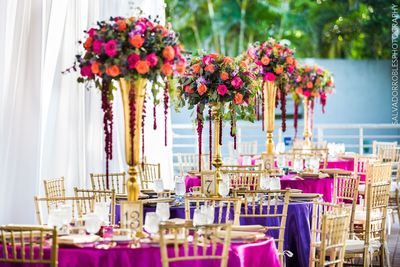 Jennifer Matteo Event Planning – Indian Weddings – Florida Indian wedding planner – Florida Indian weddings - tall colorful centerpieces 