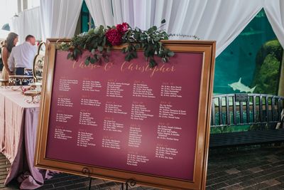 Jennifer Matteo Event Planning – Sarasota Wedding Planner- Mote Marine Laboratory – Longboat Island Chapel  - Florida Luxury Wedding Planner - Burgundy seating chart